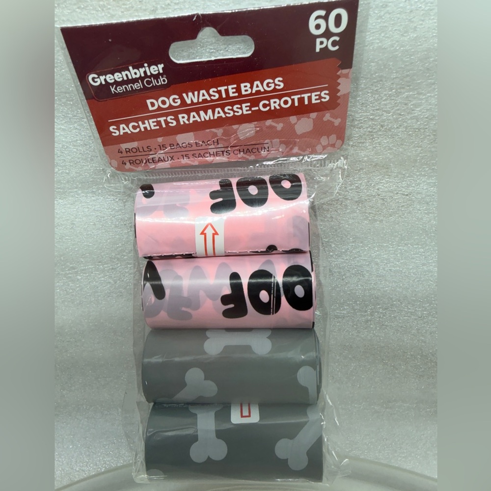 Greenbrier Kennel Club Pink and Gray Dog Waste Bags